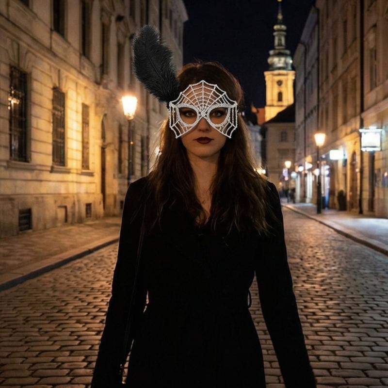 Elegant Spiders Web Mask With Rhinestones Rhinestones For Halloween Parties And Cosplay Event Silver Or Gold Color Available