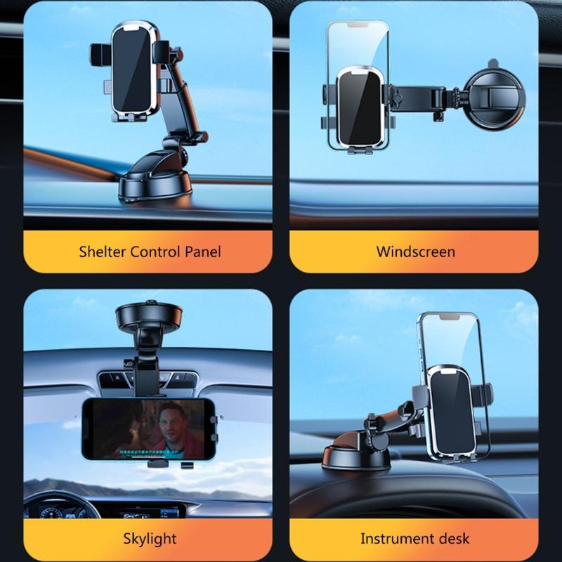 Phone Mount for Car Stable and Flexible Suction Cup Dashboard Windshield Cellphone Holder Navigations Stand