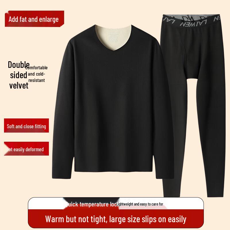 Men's Plus Size Fleece Lined Thermal Underwear Set