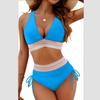Summer Women Sexy Beachwear Bikini Set Two-Piece Color Block Strappy Swimsuit Swimwear Bathing Suit 17 Colors S-2XL