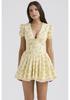 2026 Floral Puff Sleeve Summer Dress – Sweet French Style with Cinched Waist and A-line Skirt.