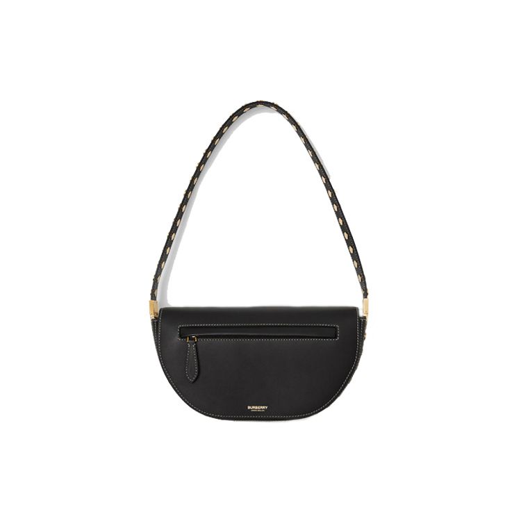 Burberry Olympia Leather Shoulder Bag With Metal Accents And Magnetic Closure Small Women Handbags Black 80470131