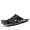 Fashion Crocodile Pattern Men's Summer Flats Breathable Sandals Male Leather Slippers Comfortable Slip-on Half Shoes Cool Casual Slides