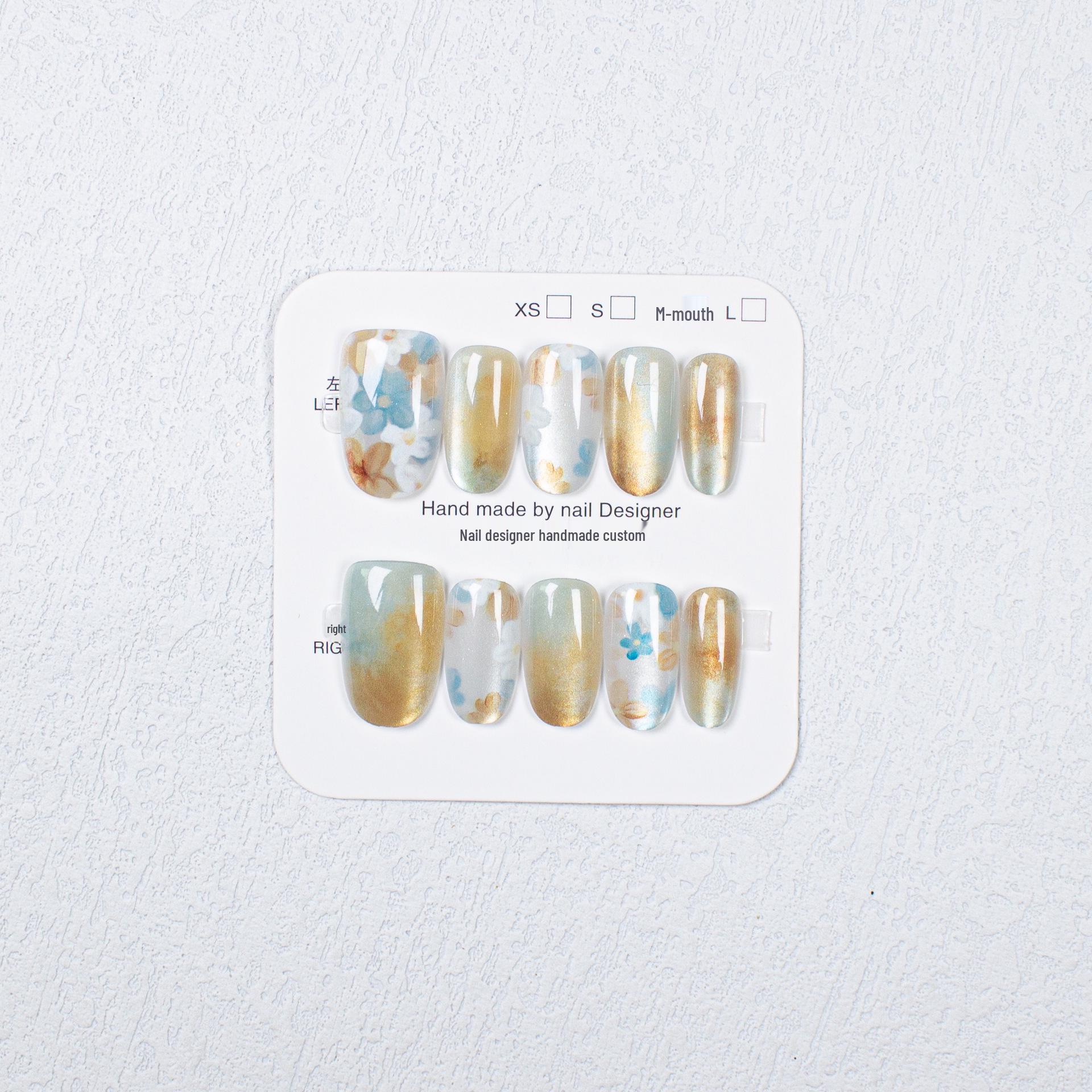 

Jiaolong Cat Eye Ice Transparent Cute Handmade Nail Tips - Spring/Summer Collection Extra Small