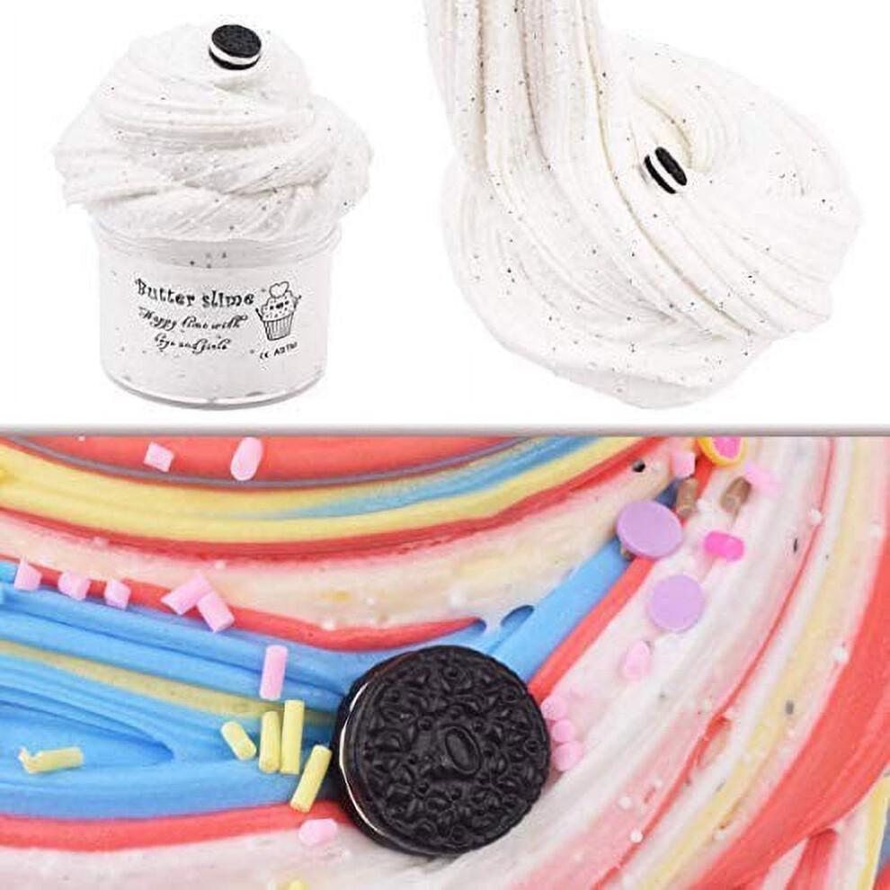 Furry Cloud Slime Kit – DIY Cotton Slime Set (Blue/White/Pink/Yellow), Stress Relief Squeeze Toy for Kids, Soft Colored Slime Clay
