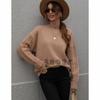 Autumn and Winter Solid Color Knitted Sweater Women's Long-sleeved Thick Needle Round Neck Twisted Rope Top European and American Sweater Women