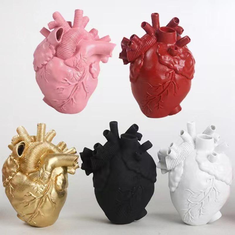 Simulation Heart Shape Resin Vase 4 Colors Heart-shaped Arrangement Potted Plant Suitable For Home Study Office Ornament