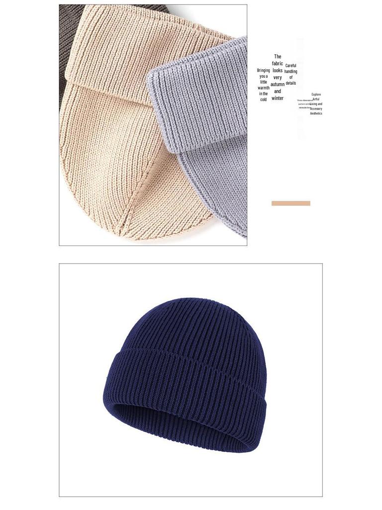 Windproof Warm Knitted Pullover Hat: Cotton, Versatile, Ear Protection, Face-Slimming, Adult Northeast Cold Hat