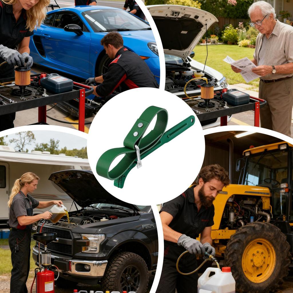 Oil Filter Wrench Belt-Type Anti-Slip Remover Oil Filter Tool 9/12inches Belt Wrench Oil Filter for Motorcycle Automotive Repair