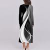 Women's Casual Fashion Long Sleeve Stripe Printed Vintage Long Dresses Fall