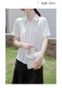 2026 Koreanischer Stil Plissiertes Satin-Chiffon-Hemd - Kurzärmelig, Vielseitige Damenmode