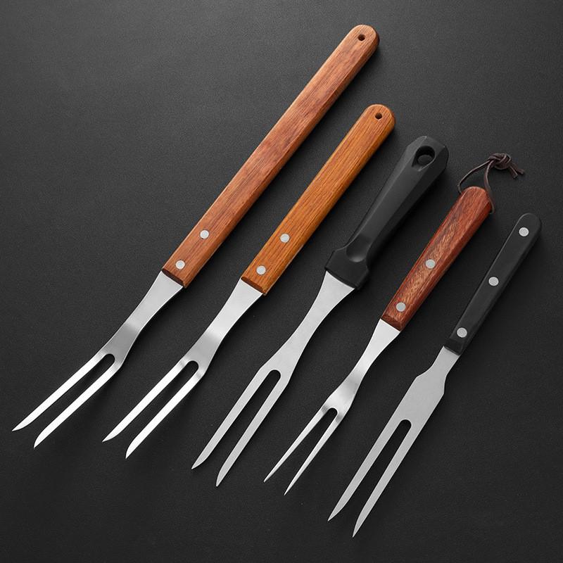 Stainless Steel Bbq Skewers With Wooden Handles For Outdoor Grilling And Meat Piercing