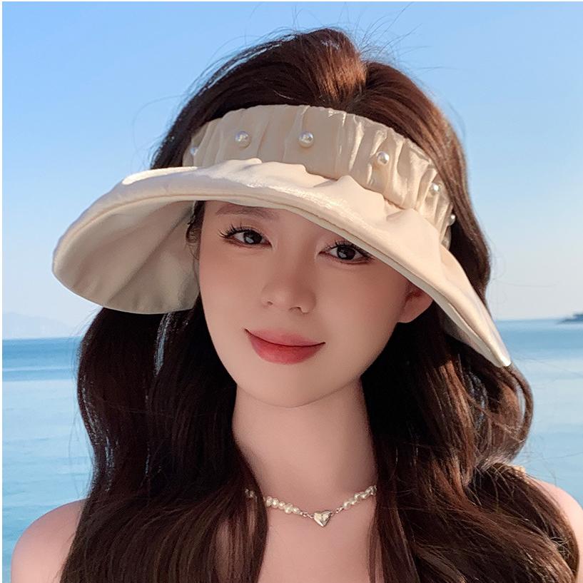 

Women s Chic Knitted Organdy Open-Top Sun Hat Elegant Versatile Goddess Style Light Luxury UV Protection Summer Accessory M бежевый