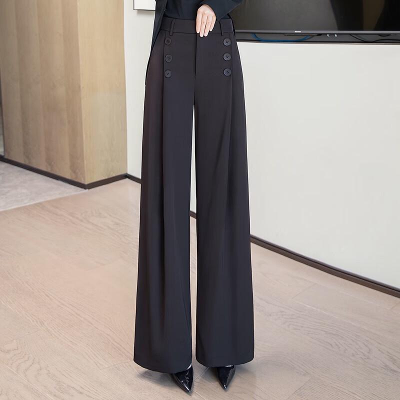 Women's High-Waist Draped Wide-Leg Casual Pants