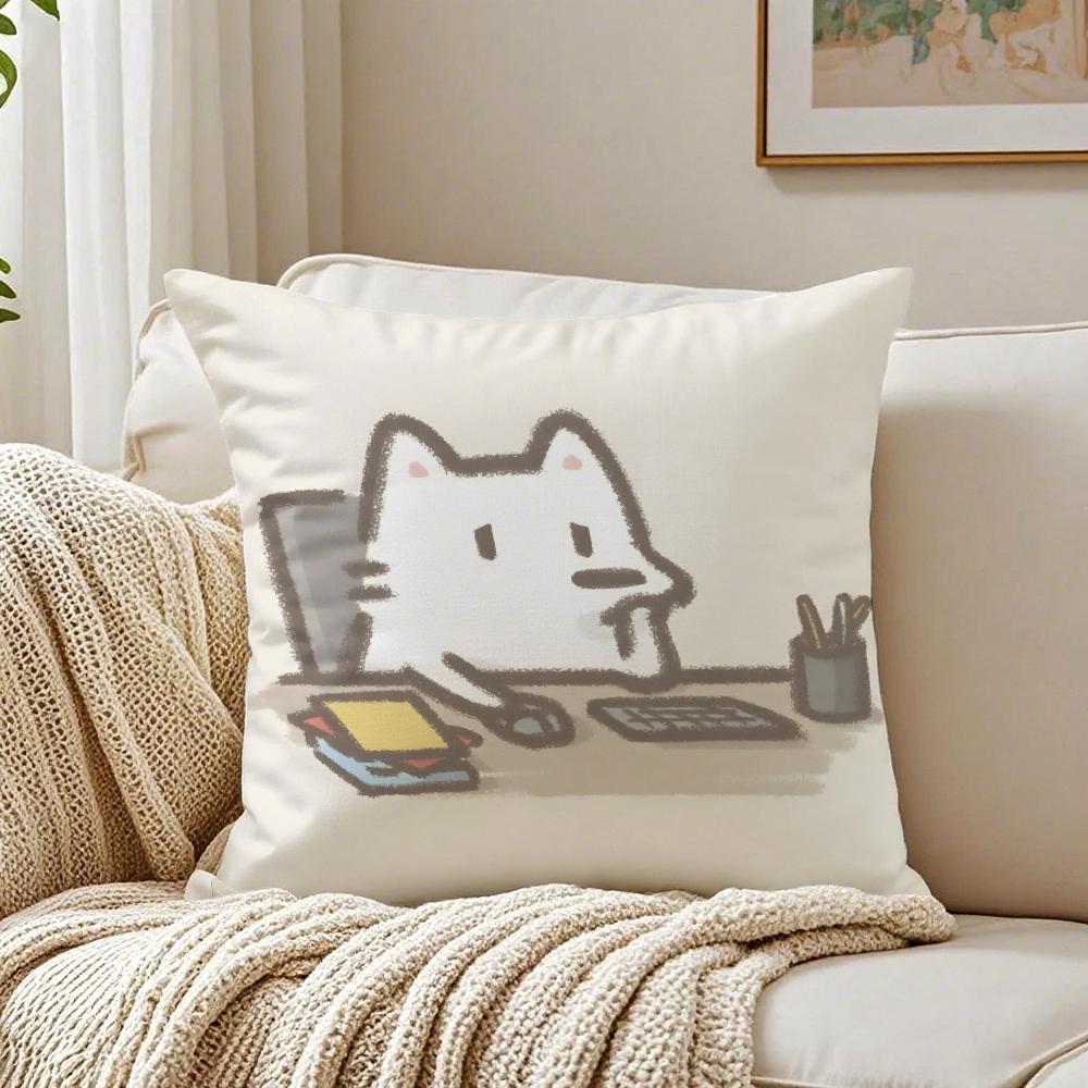 Happy Office Worker Cartoon Work Cushion Cover Pillowcase Antidustmite living Room Sofa Decor Cushion Room