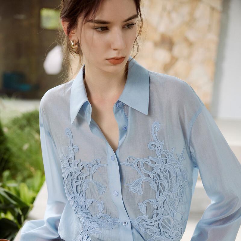 ELLE Women's Heavy Lace Lyocell Tencel Shirt