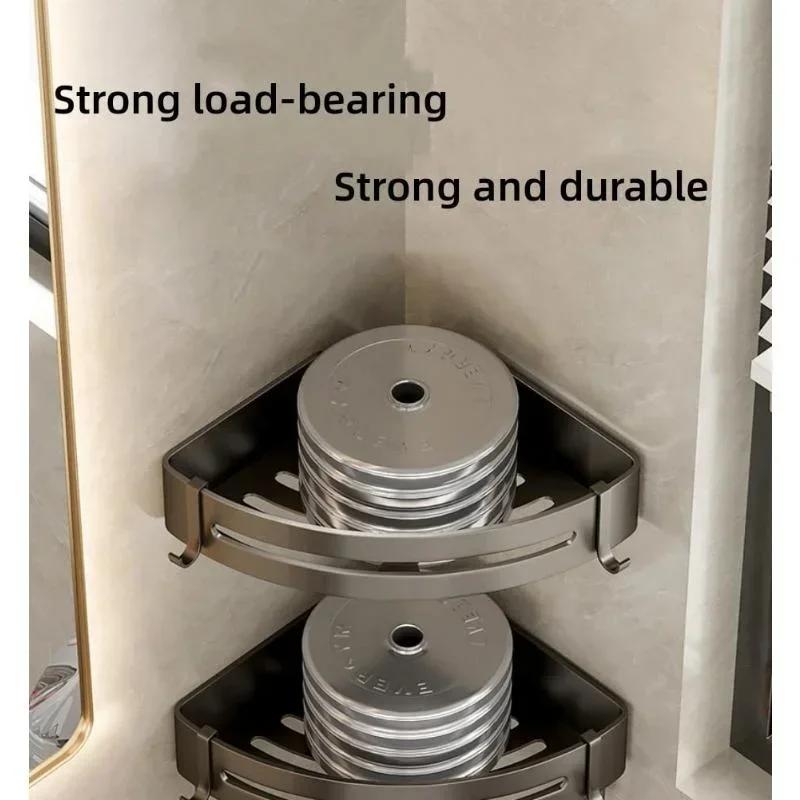 Bathroom Kitchen Shower Corner Shelf No Drilling Wall Mounted Adhesive Storage Rack Closet Organizer Wall Home Shelf Shelves