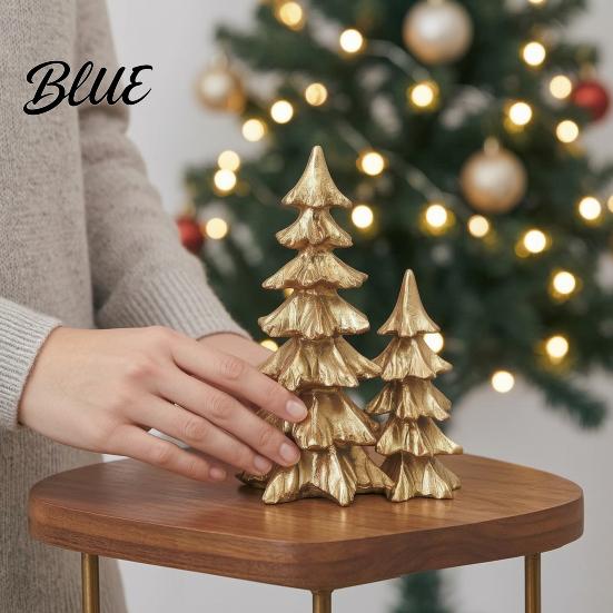 Gold Holiday Centerpieces 2Pcs Christmas Tree Ornaments Vintage Tabletop Decoration for Ornaments Home Decor And Fireplace Mantel Display,