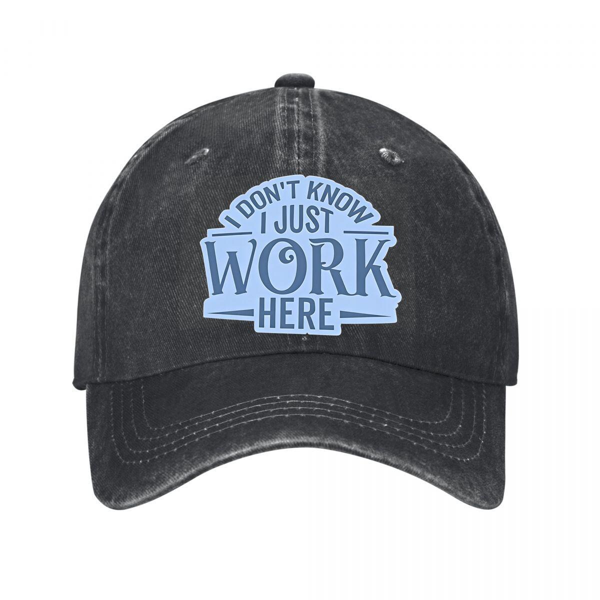 I Dont Know I Just Work Here Embroidered Multi Color Snapback Hat Washed Baseball Cap Adjustable