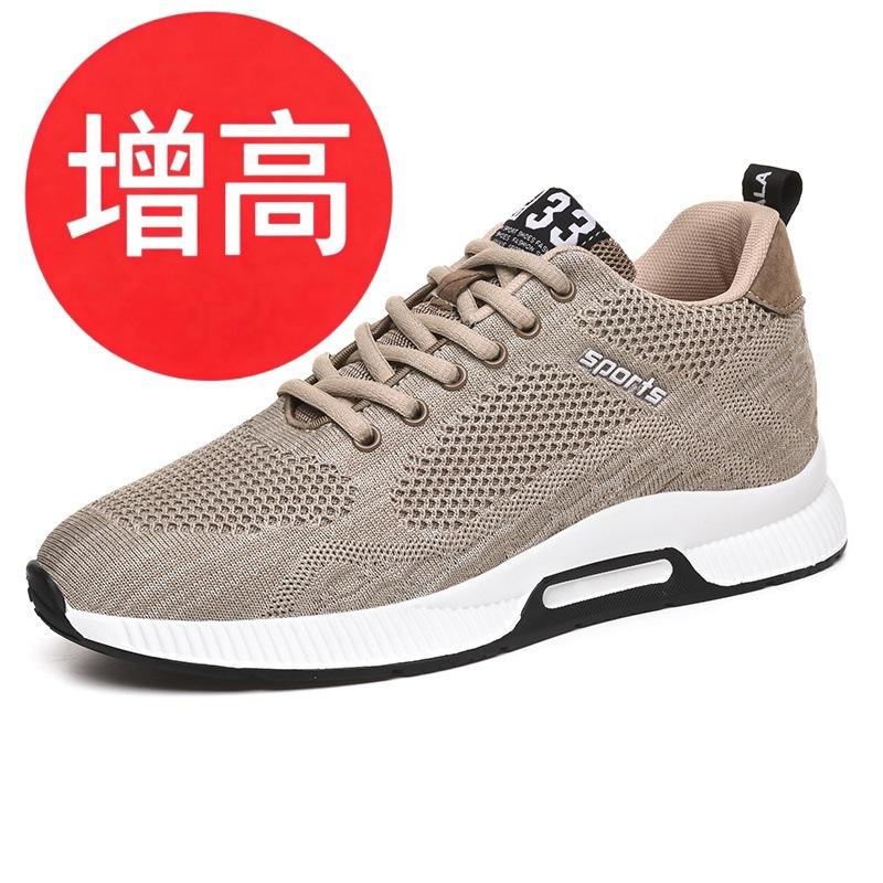 Men's fly-woven breathable board shoes fashion invisible inner height increase casual shoes platform running men's shoes men's and women's