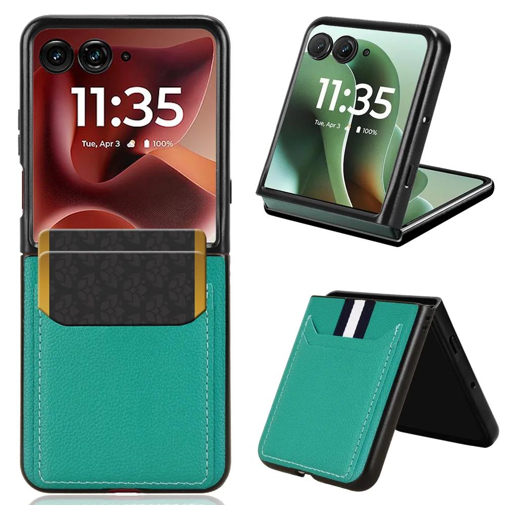 PU Leather Texture Case for Motorola Razr 60 Ultra Moto Razr Ultra 2026 Cover Card Slots Back Shell Coque Fundas Capa