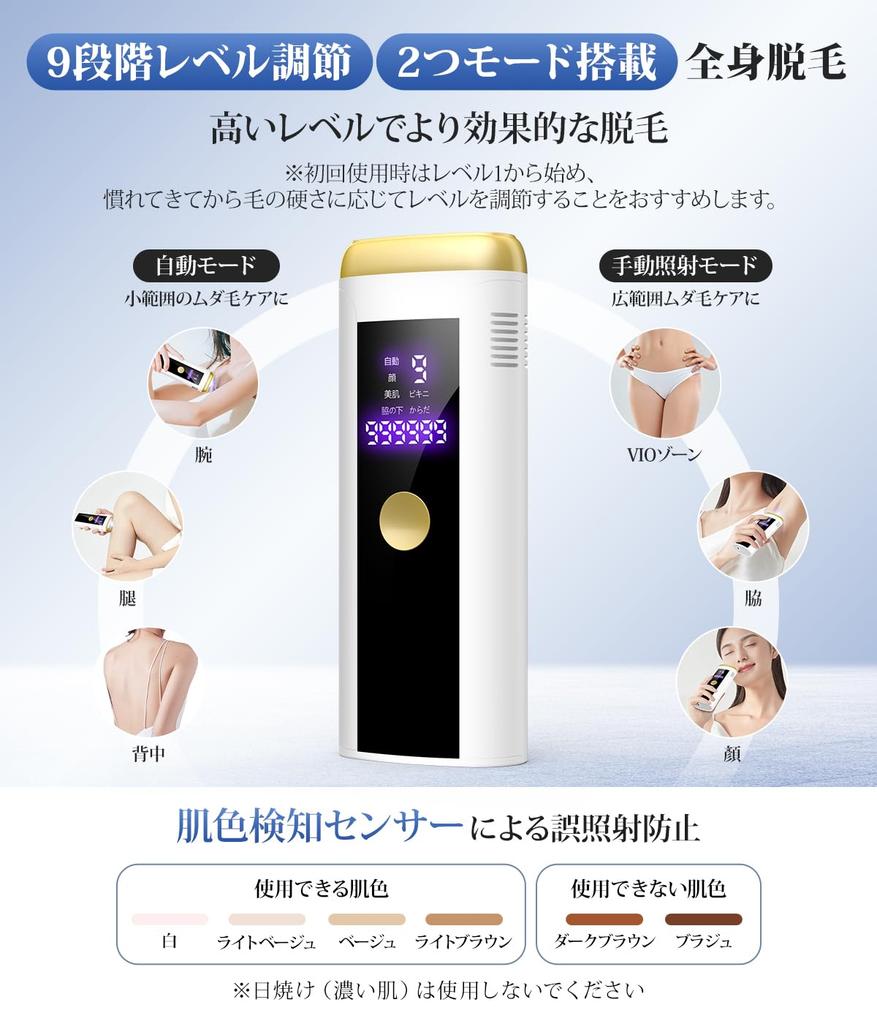 New for HIPL Light Hair Removal Device for Men and Perfect for Hair Face and Beard Continuous Flash High Output 9 Manual Painless Hair Removal for