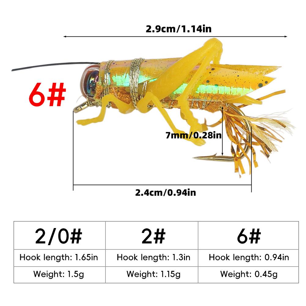 1 Stück Bionische Heuschrecke Heuschrecke Fliegenhaken Köder Insekt Schwimmend Künstlicher Köder Angelgerät Zubehör