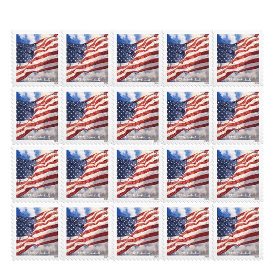 40Pcs Stamp Sticker American Flag Pattern Clear Print Water Sun Resistant Peel Fade-Proof Traceless Stamps