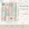 1 Stück Blumen- & Pünktchen-Duschvorhang - Rosa Rosen & Grüne Blätter, Pastell-Design, Polyester, 12 Haken, Badezimmer-Dekoration