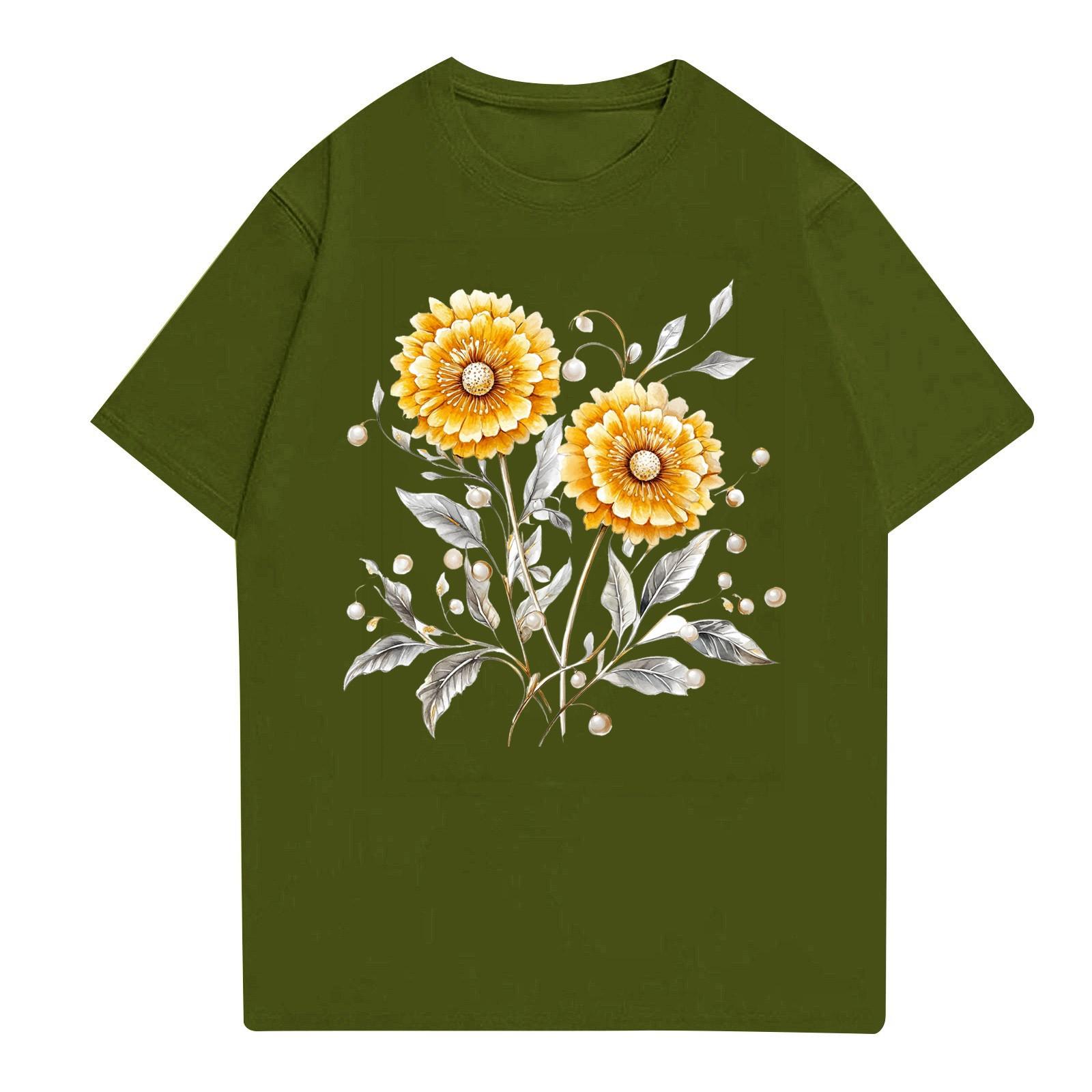 

Женская мода повседневная футболка с круглым вырезом и короткими рукавами, топ, футболка, топ L армия зеленый