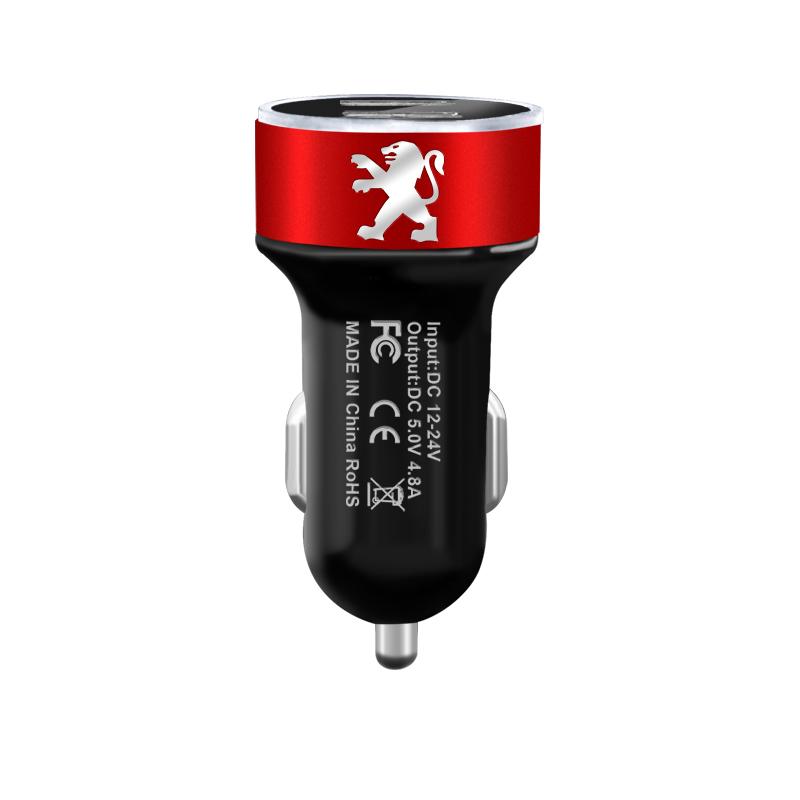 Car Charger 2 USB Ports Fast Charging Digital Display Car Accessories For Peugeot 308 408 508 RCZ 208 3008 2008 206 207 406 407 408 206 207 208 307