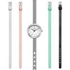[FOCE LADY] FOCE LADY Damen-Armbanduhr mit Netzarmband und Lederarmband 5-teiliges Set FM2012WH-SET