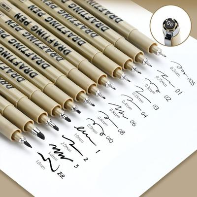 6/9/12 Stück Professioneller Konturenstift Handgezeichneter Comic Micron Feine Zeichenfeder Schwarze Tinte Fineliner Kunst Skizzenmarker Stift