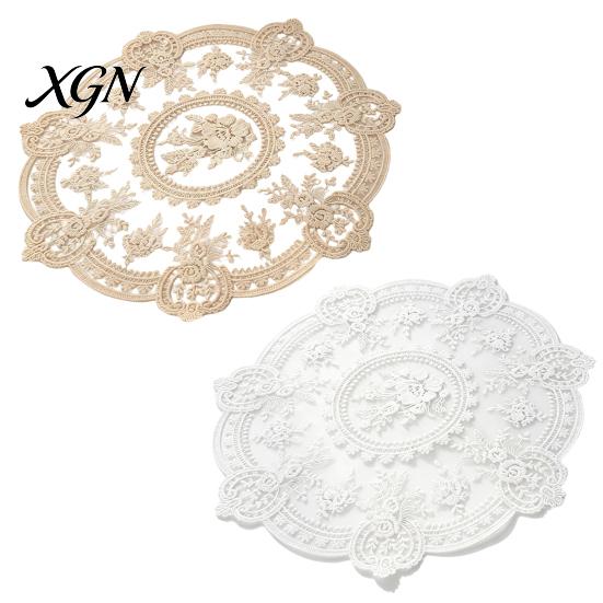 Elegant Lace Doily for Tea Party Retro Round Doily, Embroidered Floral Coaster, 13 Inch Table Decor Sheer Placemat Wedding, Vintage Style