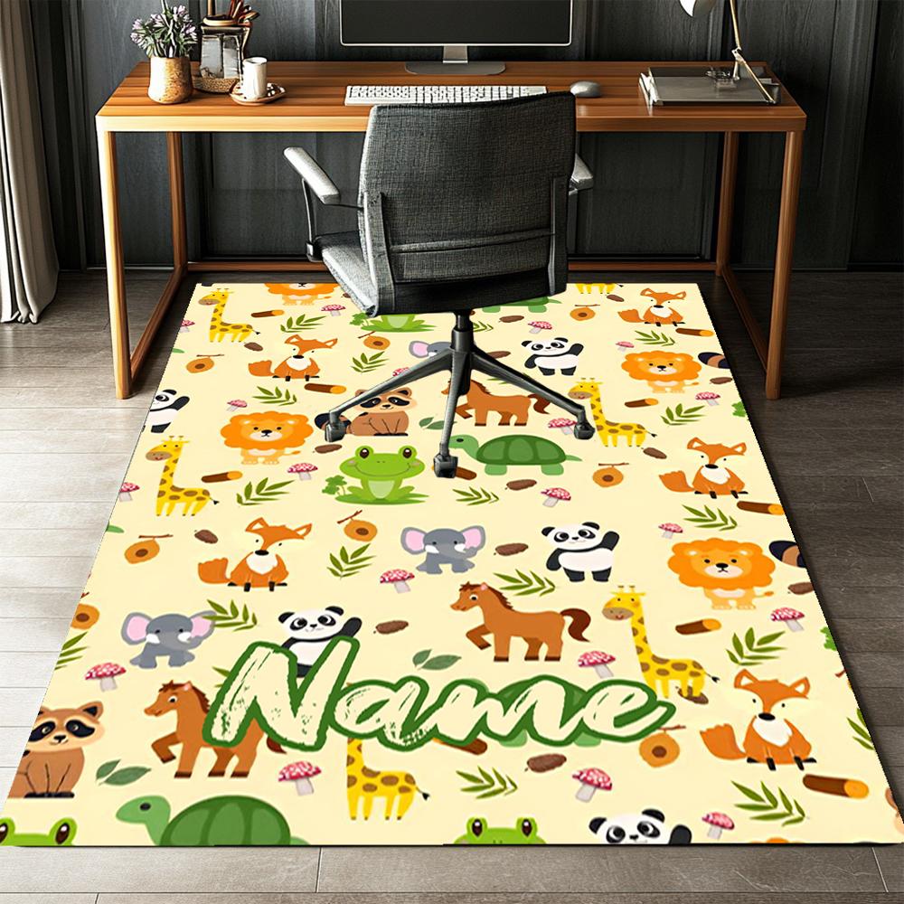 Custom Name Animals Printed Carpet,Rug for Office Chair Living Room Bedroom Kitchen Room Decor Gifts.