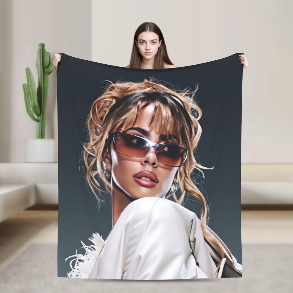 Soft BlanketKids Adult Camping Singer TINI STOESSEL Futtura Album  Throw Blanket Flannel Bedspread Couch Chair Sofa Bed Funny