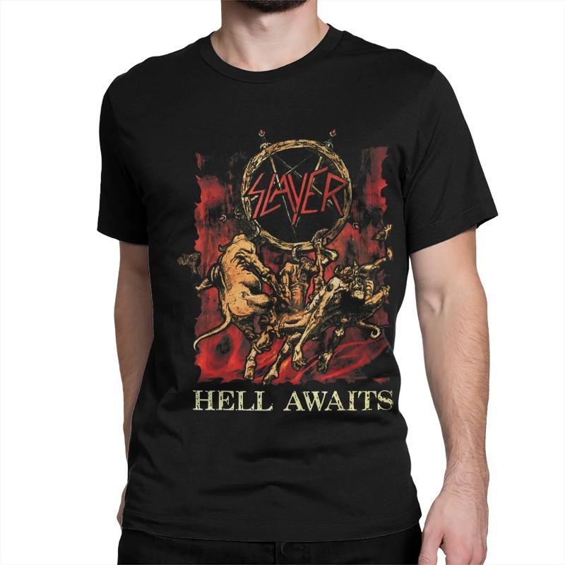 Novità L'Inferno Attende 35° Anniversario Anni '80 Magliette Band Metal Uomo Donna Magliette in Cotone Maglietta Band Slayer Abbigliamento Estivo