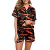 Women's Fashion Home Pajama Set Home Clothes Short Sleeve Pajamas Shorts Two-piece Set