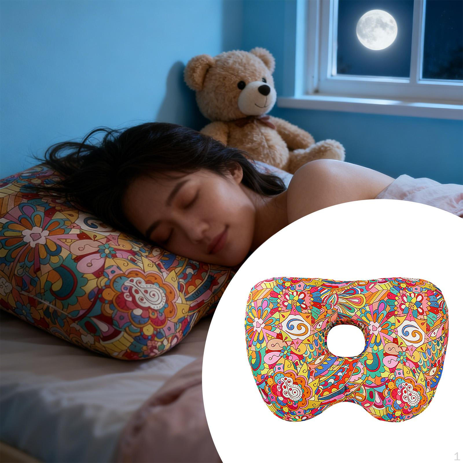 

Ear Piercing Pillow Comfortable Washable Cover Pierced Ears Support Side Sleeping for Living Colorful