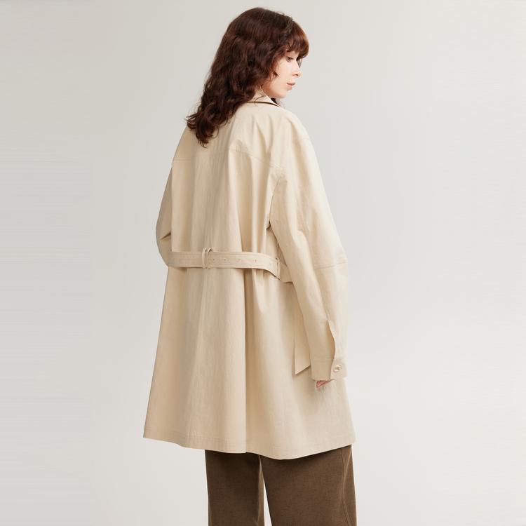ELLE French Style High-End Straight Coat Minimalist Casual Design Trench Coat Women Outerwear Khaki ED48783