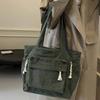 Corduroy Work Shoulder Bag Large Capacity Casual Tote Bag Handbags Solid Color with Multiple Pocket Crossbody Bag For Women