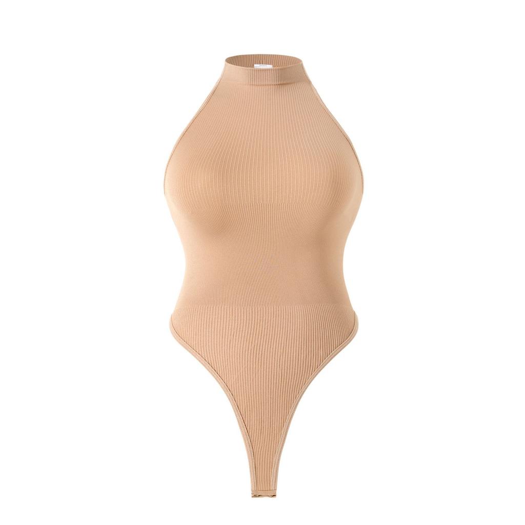 Women S Round Neck Sleeveless Buttoned Tummy Control Bodysuit Slimming Shapewear