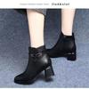 Martin Boots New Autumn and Winter Thick Heel Medium Heel Shoes Short Boots High Heel Single Boots Winter Velvet