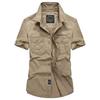 2024 Men's Washed Cotton Short Sleeve Military Shirt, Loose Fit Plus Size Outdoor Workwear