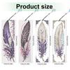 4Pcs Special Shape Beautiful Feathers 5D DIY Diamond Painting Bookmark Diamond Art Bookmark with Pendant for Reading Day Gift