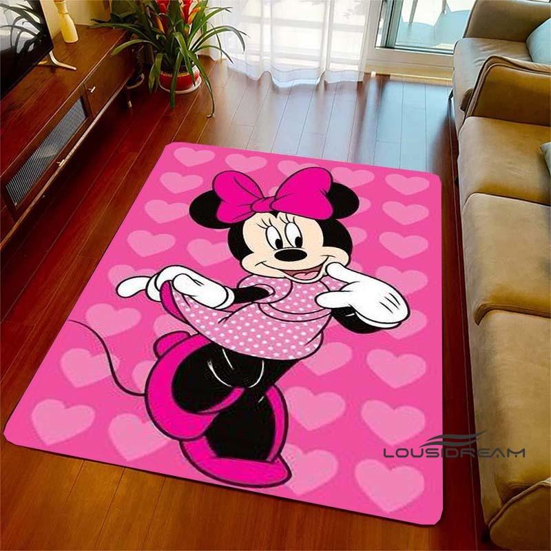 Cute Pink Minnie Mouse Cartoon Rug, Suitable for Living Room, Bedroom, Kitchen, Hallway, Children's Non-slip Floor Mat,