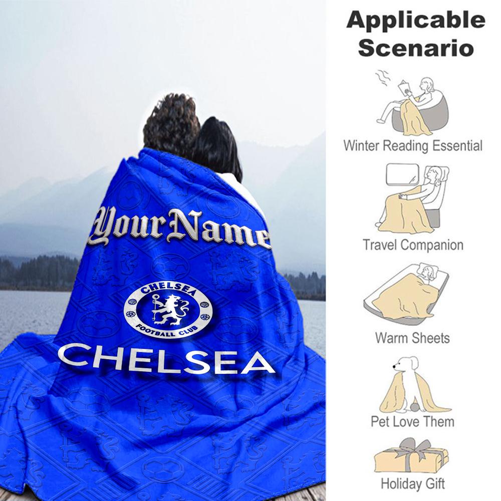 Chelsea Customize Text Blanket Throw Customizable Blanket Soft Warm Cozy Throw For Office Picnics Living Room Livingroom All-Season Use