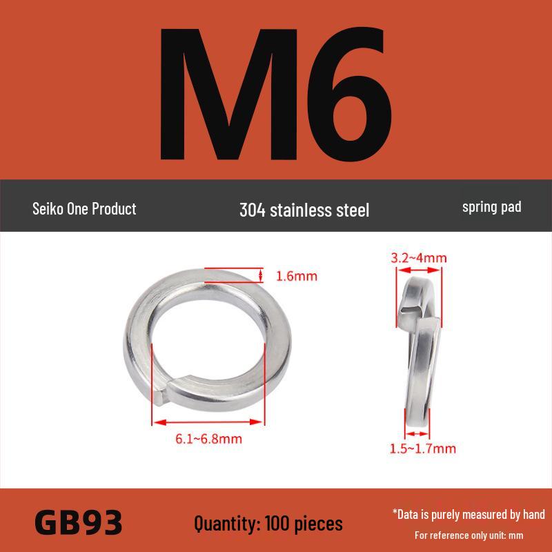 304 Stainless Steel Heavy Duty Spring Washer, Light Duty Thick Washer Spacer GB93