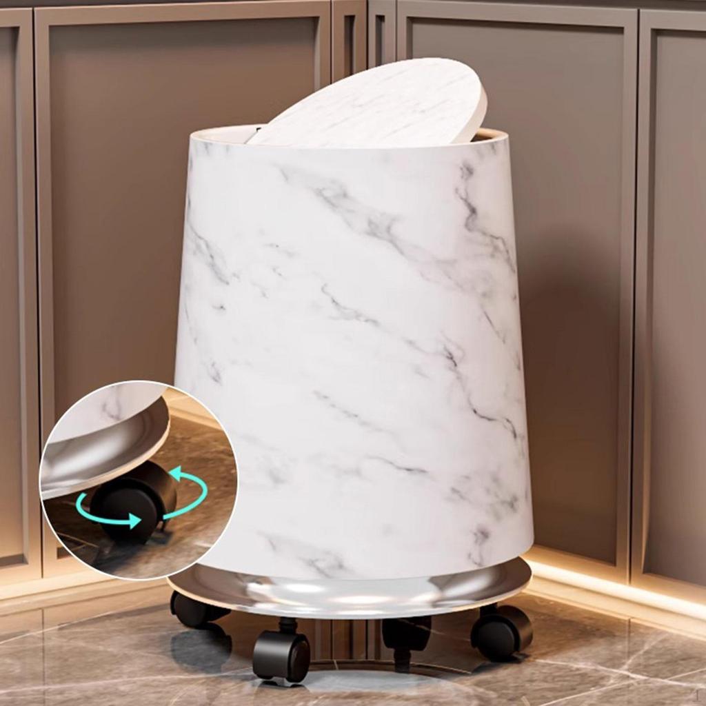 Marble Bathroom Trash Can Household Bin Reusable Rubbish Garbage Container Removable