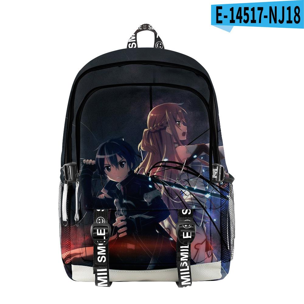 Klassieke Nieuwigheid Sword Art Online Student Schooltassen Unisex 3D Print Oxford Waterdichte Notitieboek multifunctionele Reistassen